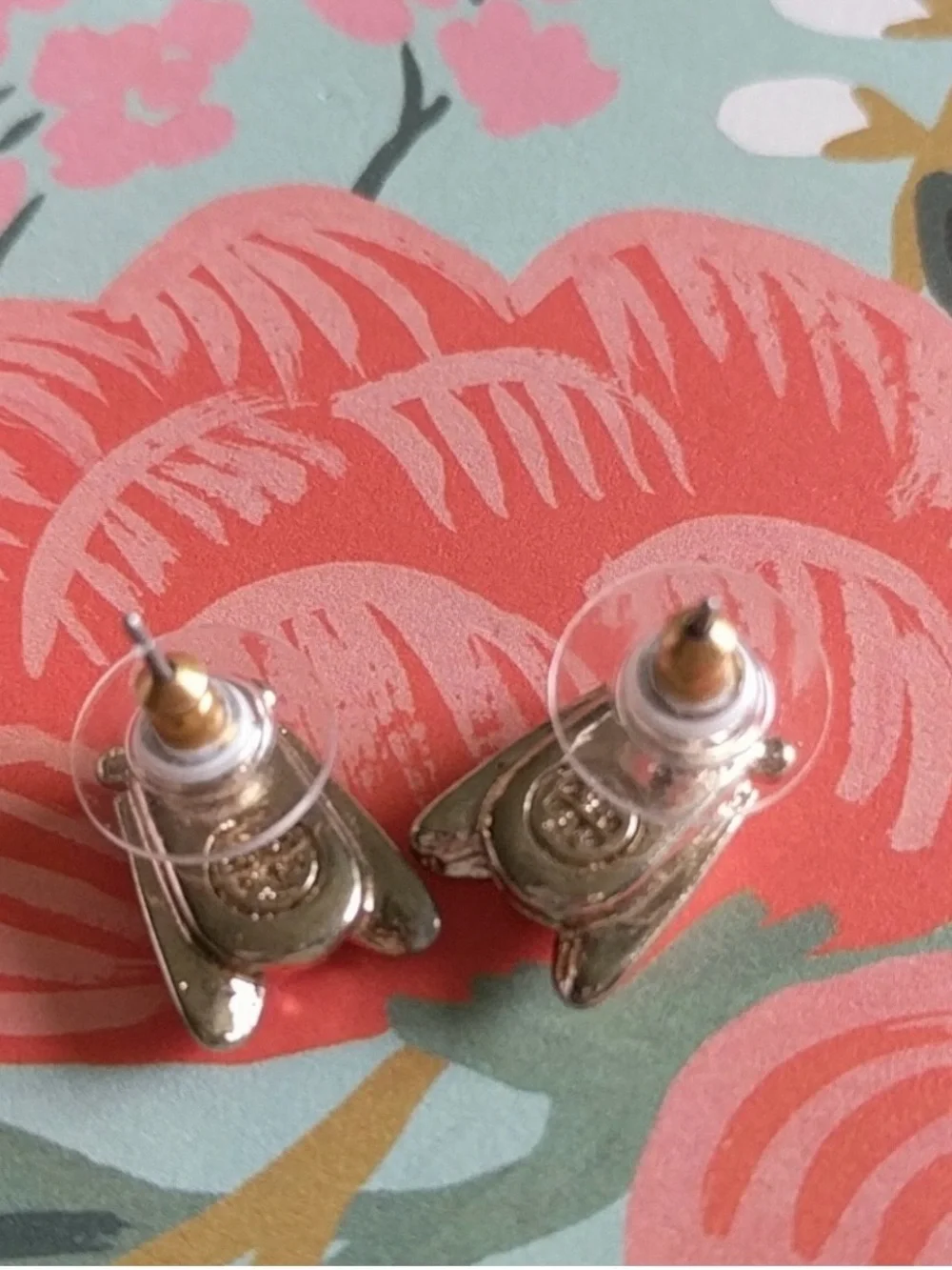 Tory Burch Gold-Tone Bee Stud Earrings with White Enamel